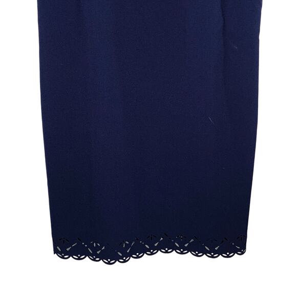 J Crew 14 Womens Navy Laser Cut Floral Dress Mini Sleeveless Classic Shift - Picture 5 of 9